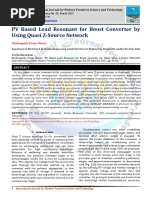 PV Based Load Resonant for Boost Converter by Using Quasi Z-Source Network