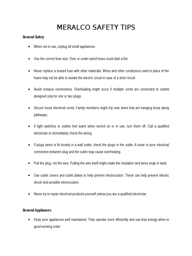 Meralco Safety Tips PDF