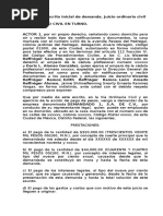 Modelo de Escrito Inicial de Demanda Juicio Ordinario Civil