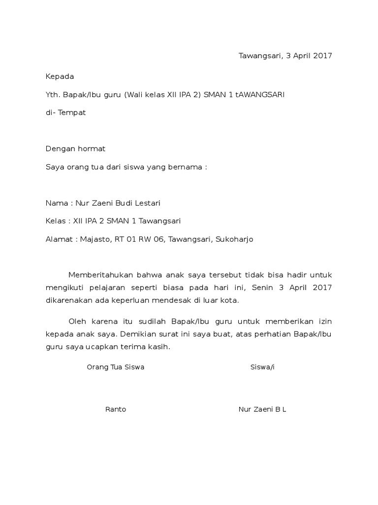 Surat Izin Keluar Kota