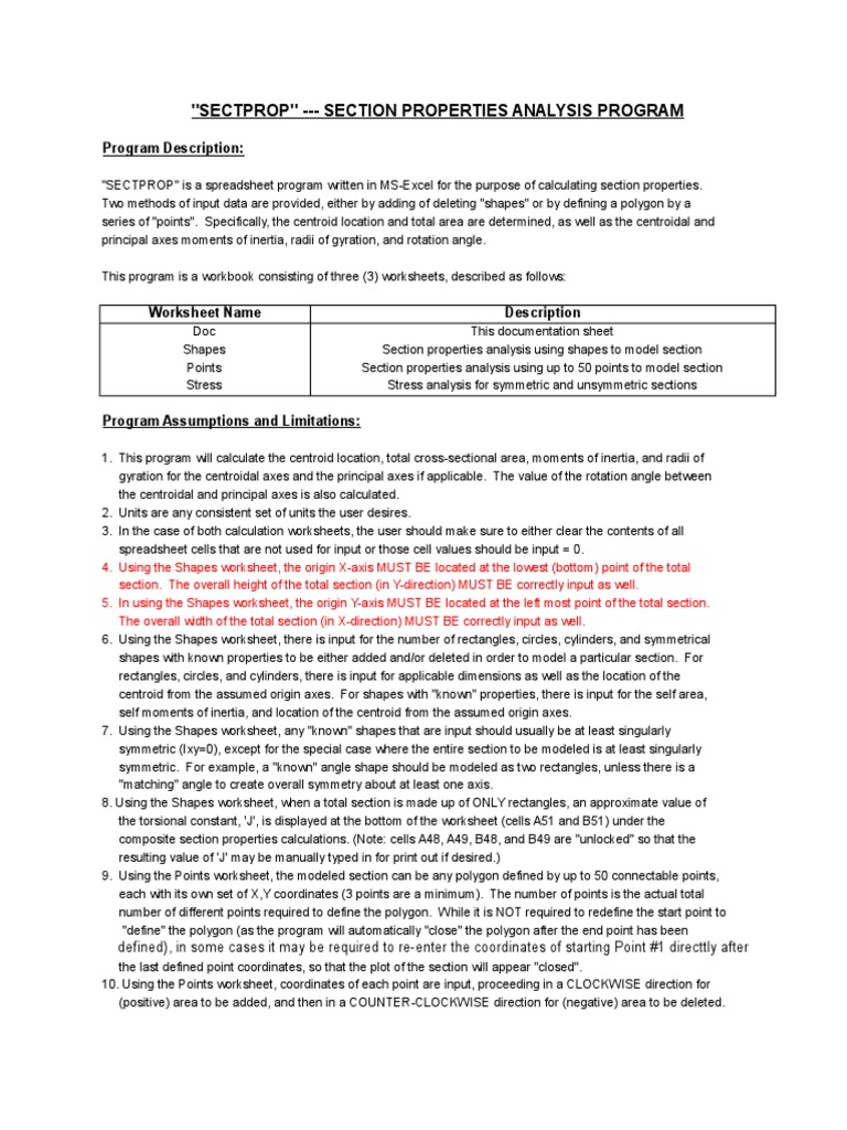 Built-Up Section Properties Calculator | PDF | Spreadsheet | Shape