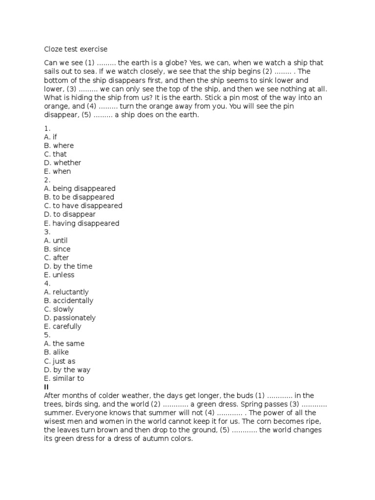 Cloze Test Exercise Petroleum Energy And Resource