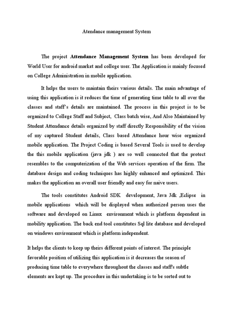 Android Attendance Management System | PDF | Web Service | Java ...