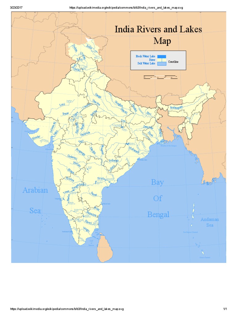 India Rivers and Lakes Map | PDF | Water | Nature