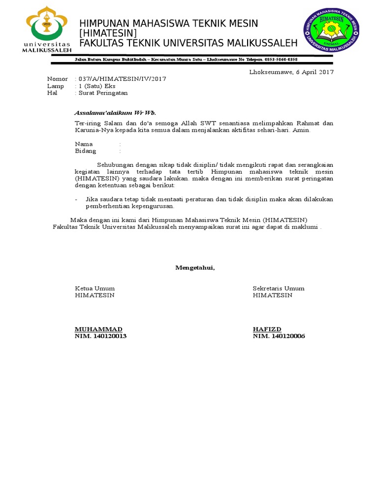 Surat Peringatan Dalam Anisasi Pdf