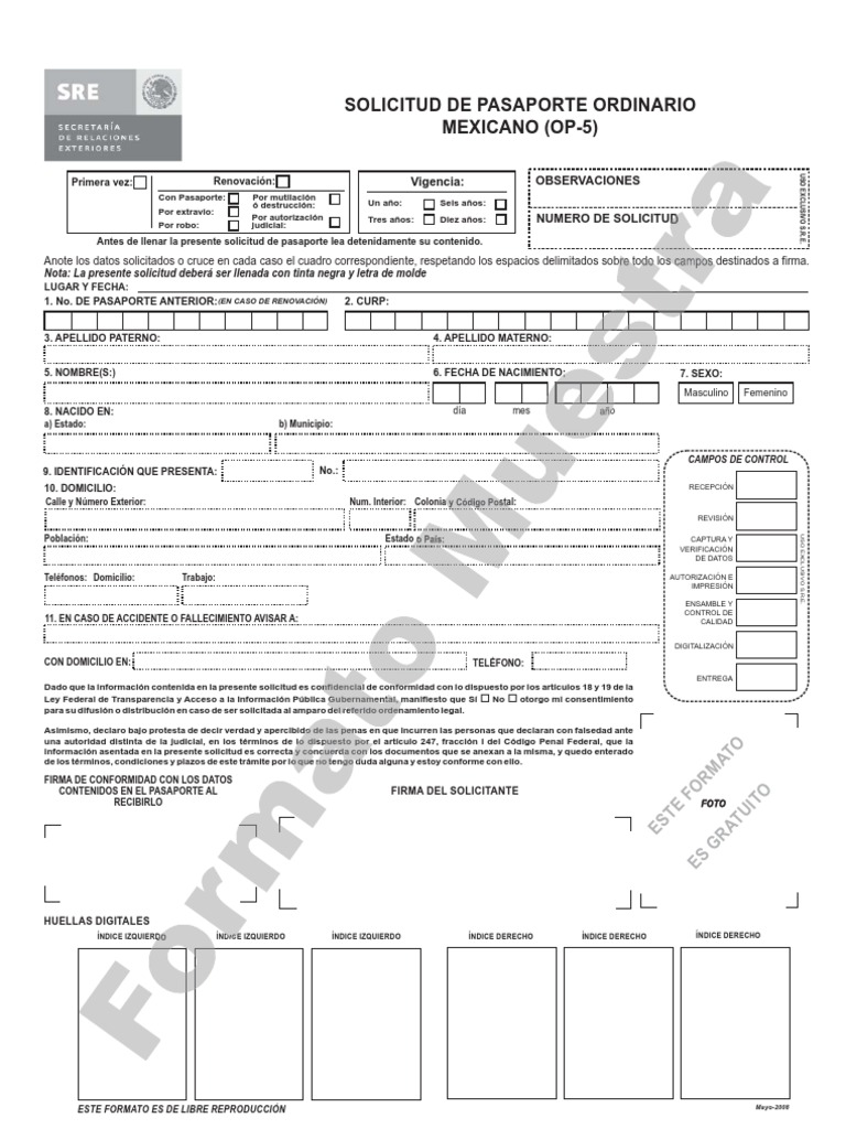 solicitud de pasaporte
