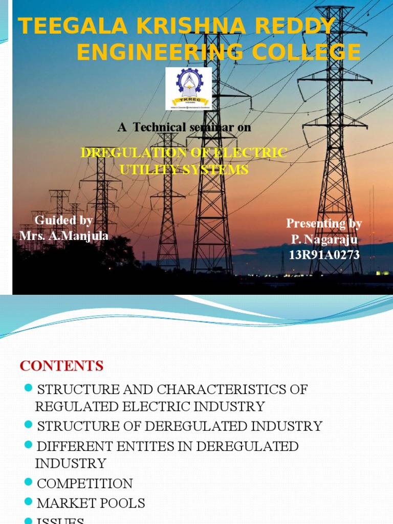 Dregulation of Electrical Utility Systems | PDF
