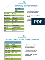 Sample Daily Teacher Schedules by Level