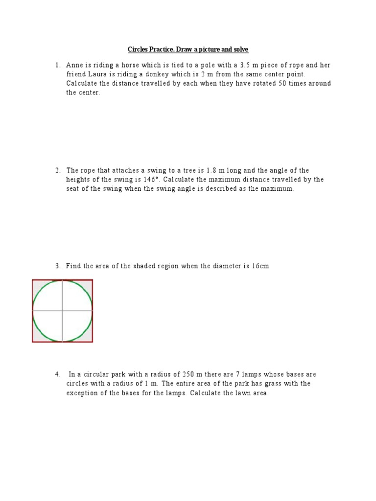 Circular Motion and Area Calculations | PDF | Home & Garden