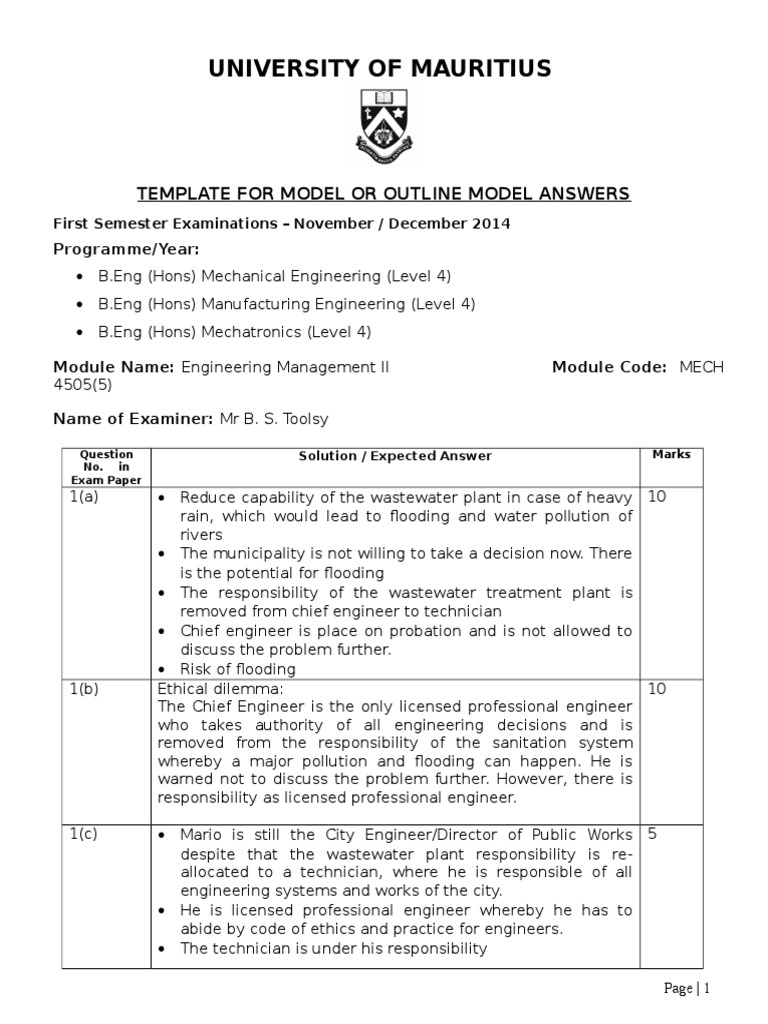 Model Answers Eng MGNT Dec 2014 | PDF