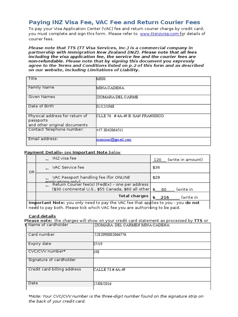 VAC Form New Fees Fee Visa Inc. Free 30day Trial Scribd