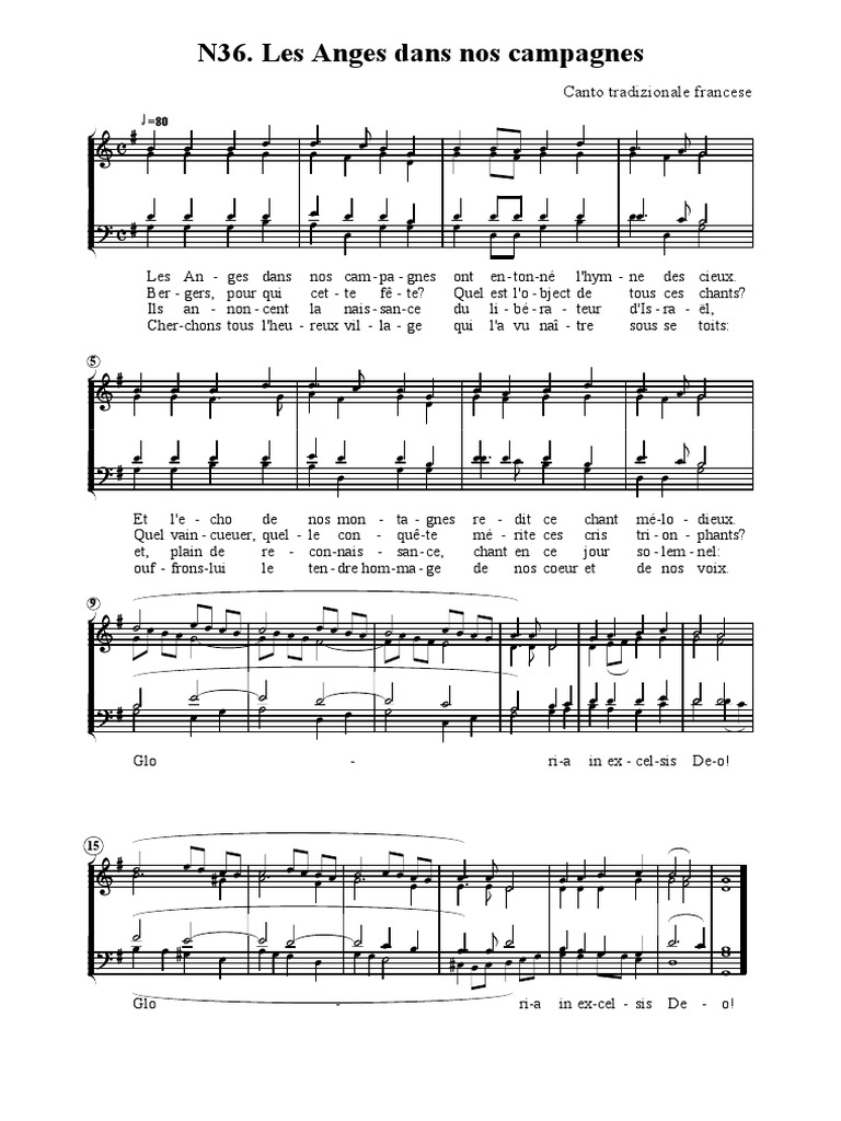 Les Anges Dans Nos Campagnes Partition Piano Les Anges Dans Nos Campagnes PDF | PDF