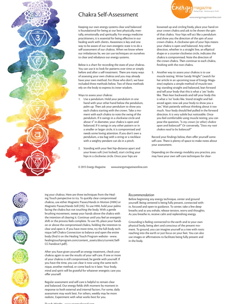 Chakra Self Assessment PDF | Chakra | Medicine