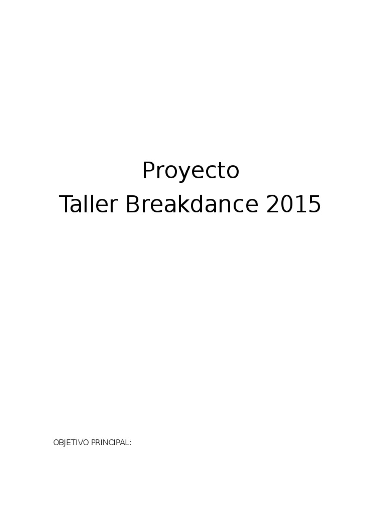 Proyecto Breakdance | PDF | Bailes | Autoestima