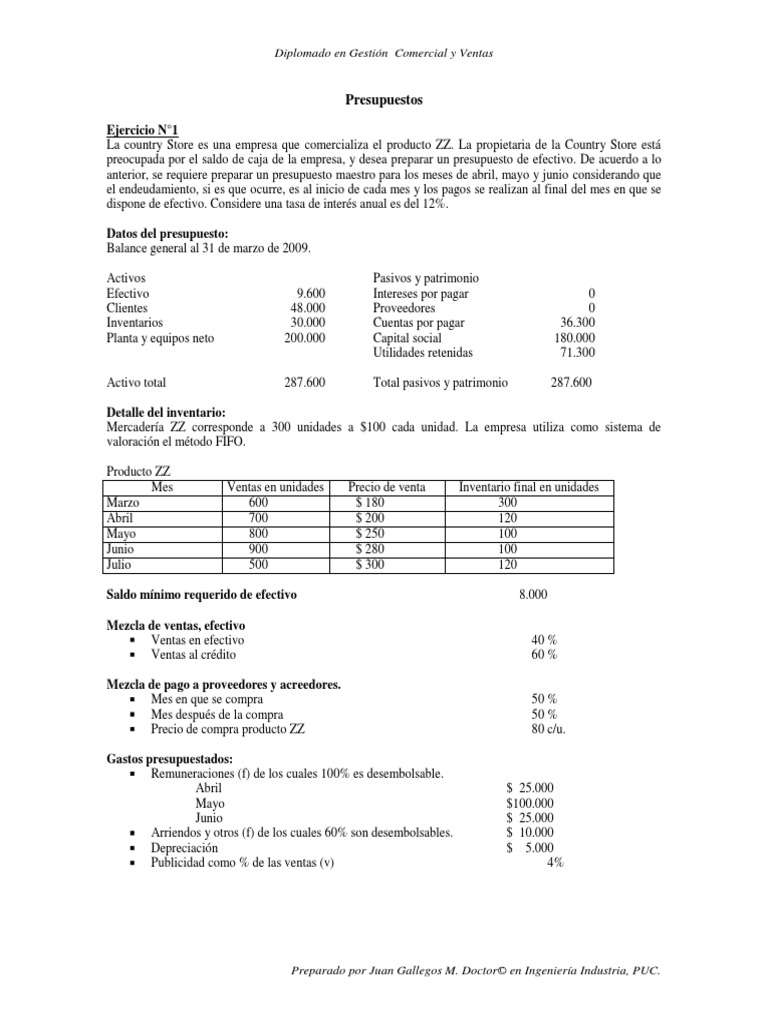 Ejercicios de Presupuestos | PDF | Presupuesto | Business