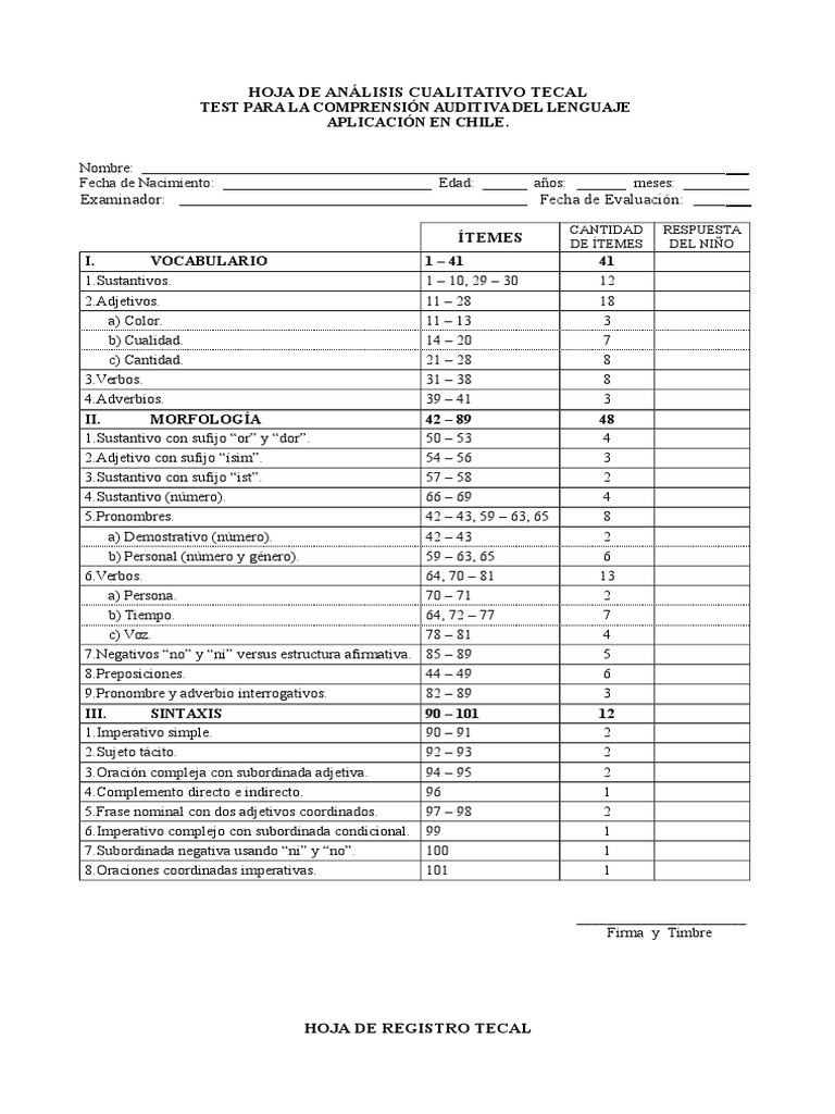TECAL | PDF | Tipología Lingüística | Reglas