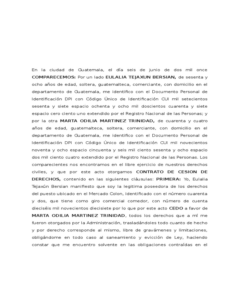 Cesion Derecho de Llave  Guatemala  Government