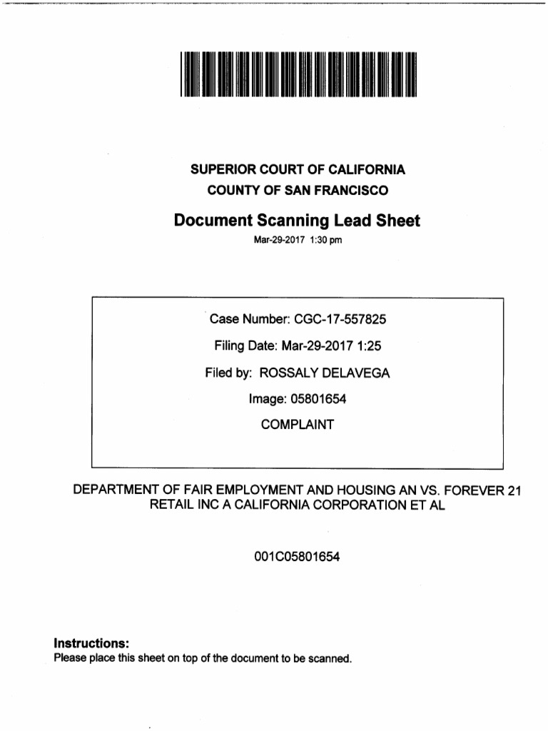 SF Superior Court Forever 21 Discrimination Suit PDF