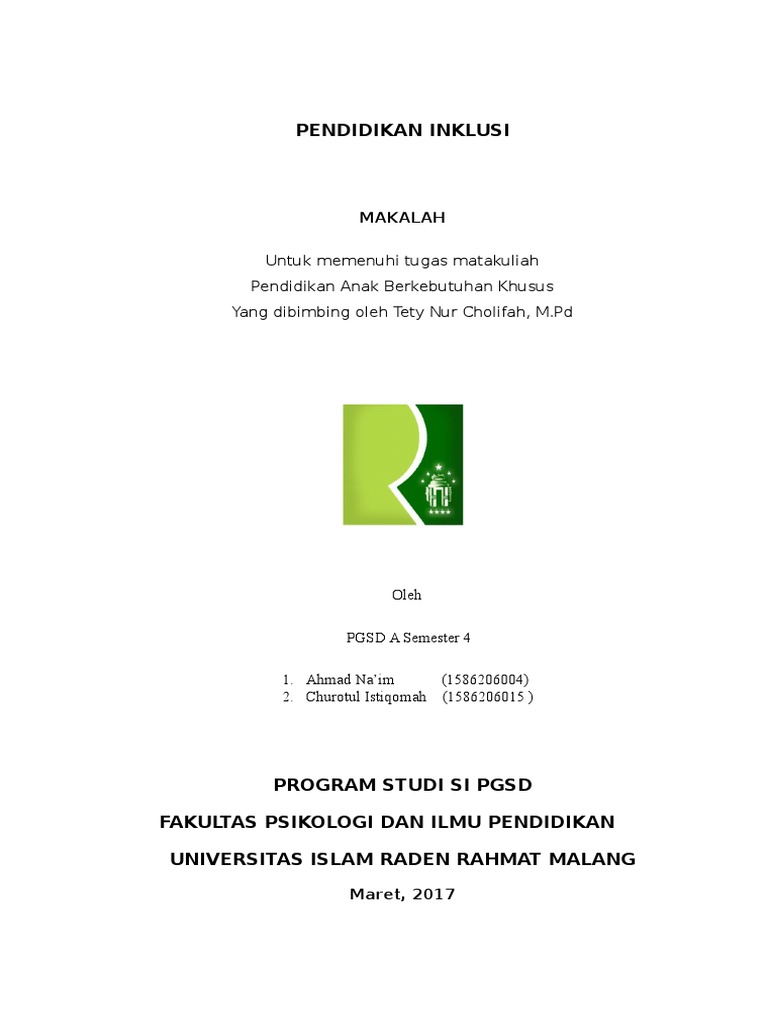 Makalah Pendidikan Inklusi