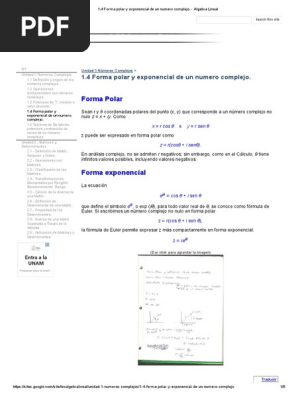 1 4 Forma Polar Y Exponencial De Un Numero Complejo Numero