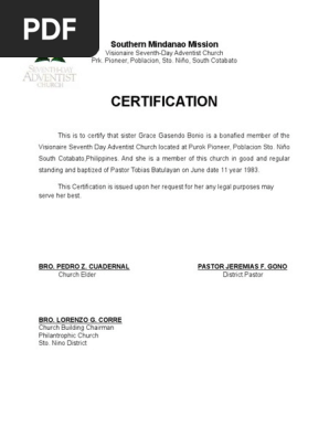 Certification