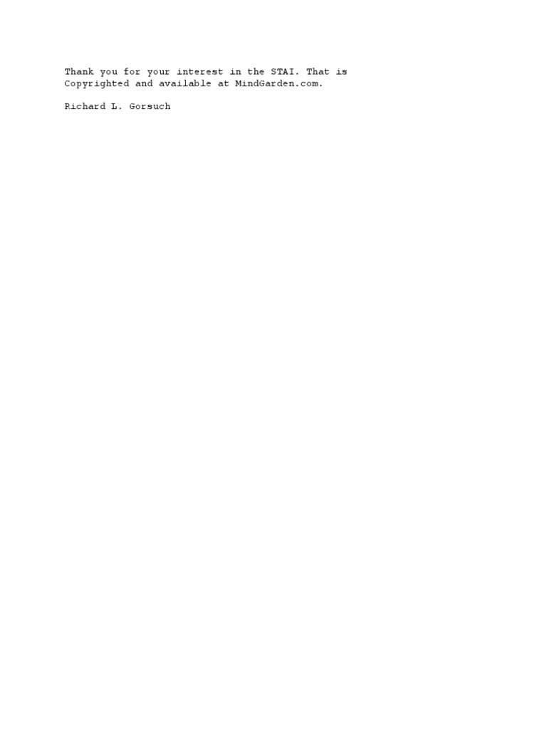 新版STAI検査用紙、新版STAIマニュアル STAI Manual | PDF