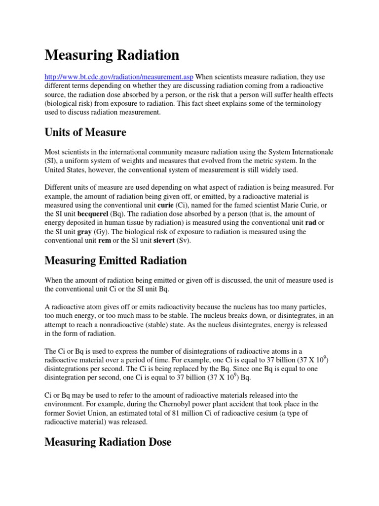 How To Measure Radiation in Food PDF Ionizing Radiation Absorbed Dose