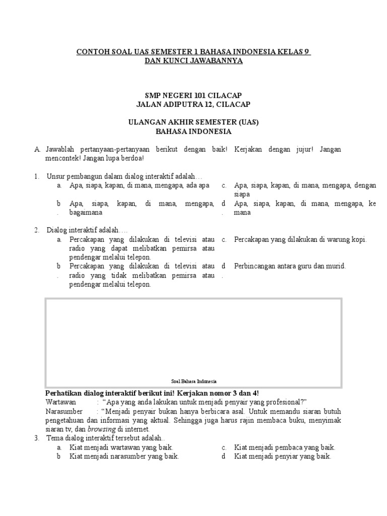 Soal Uas Kls 9 Smtr 1 Docx