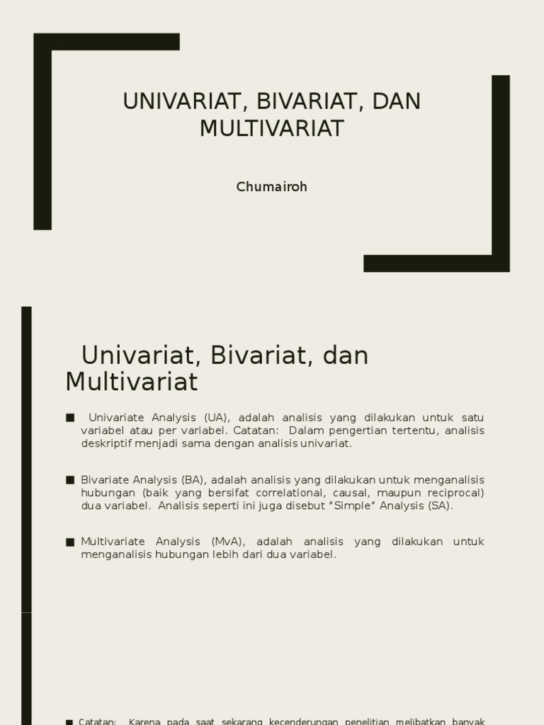 Univariat Bivariat Multivariat Pdf