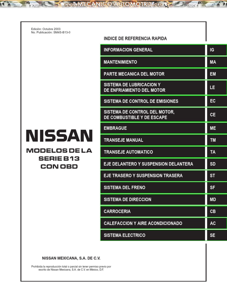 manualnissanmodelosserieb13obd.pdf Gasolina Agua
