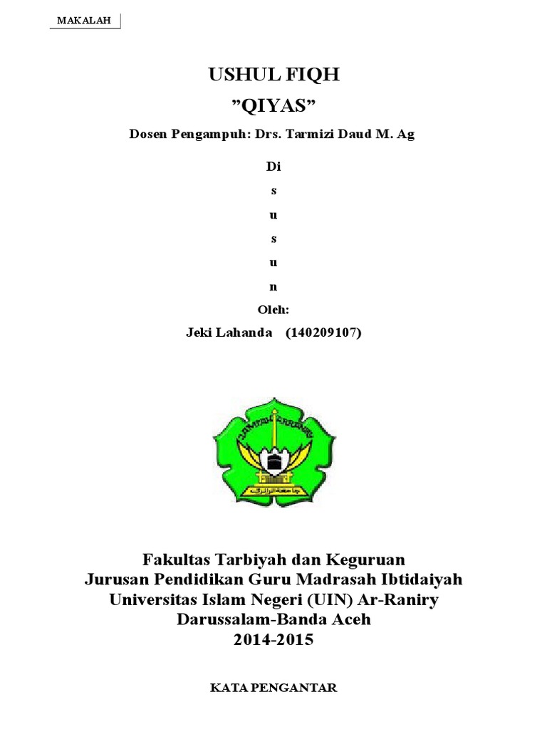 Makalah Ushul Fiqh Qiyas Jeki Lahanda