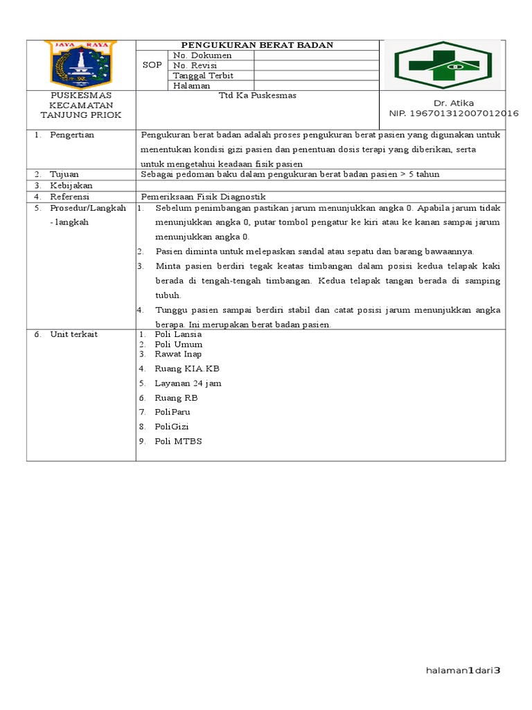 Sop Pengukuran Berat Badan Sop Pengukuran Berat Badan