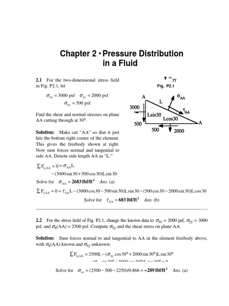 Fluid-Mechanics-7th-Edition-White-Solution-Manual.doc | Pressure  Measurement | Pressure