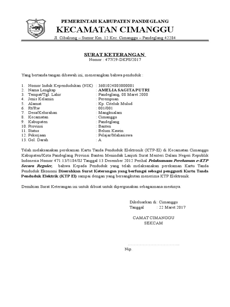 Surat Keterangan Ktp Docx