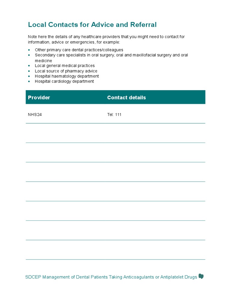 Local Healthcare Provider Contacts Guide | PDF