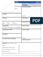 Patient's Personal Details Form 1: CHI Number