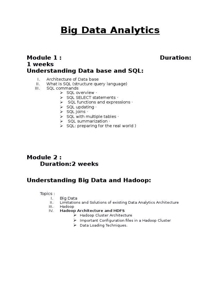 Big Data and Hadoop Training Course | PDF | Sql | Data Management Software