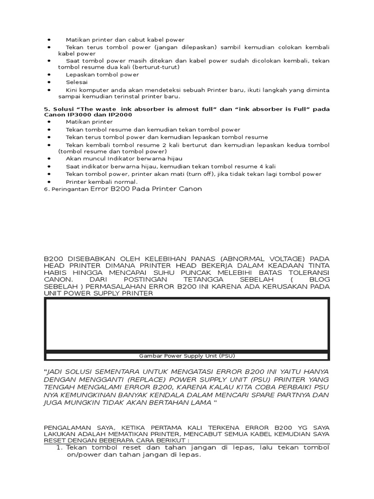 Cara Mematikan dan Reset Printer Canon | PDF