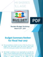 Miami Shores Village: Resident Budget Workshop March 30, 2017