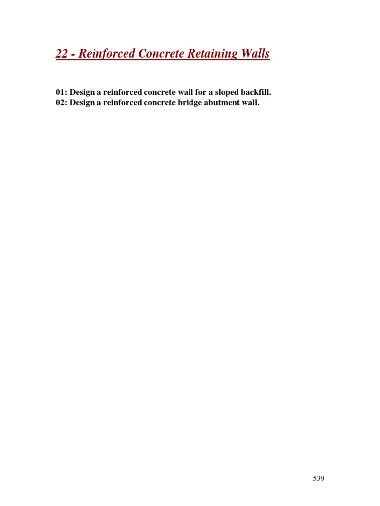 Concrete Retaining Wall Design | PDF | Engineering | Civil Engineering
