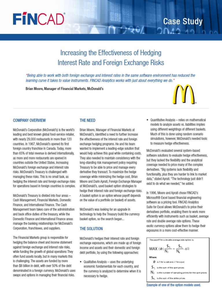 Case Study Mcdonalds Hedge (Finance) Swap (Finance)