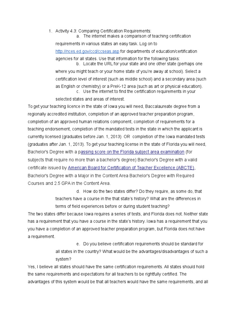 Teaching Certification Comparison Guide | PDF | Academic Degree ...