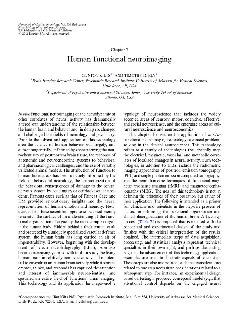 In Vivo Functional Neuroimaging Guide | PDF | Neuroimaging | Functional ...