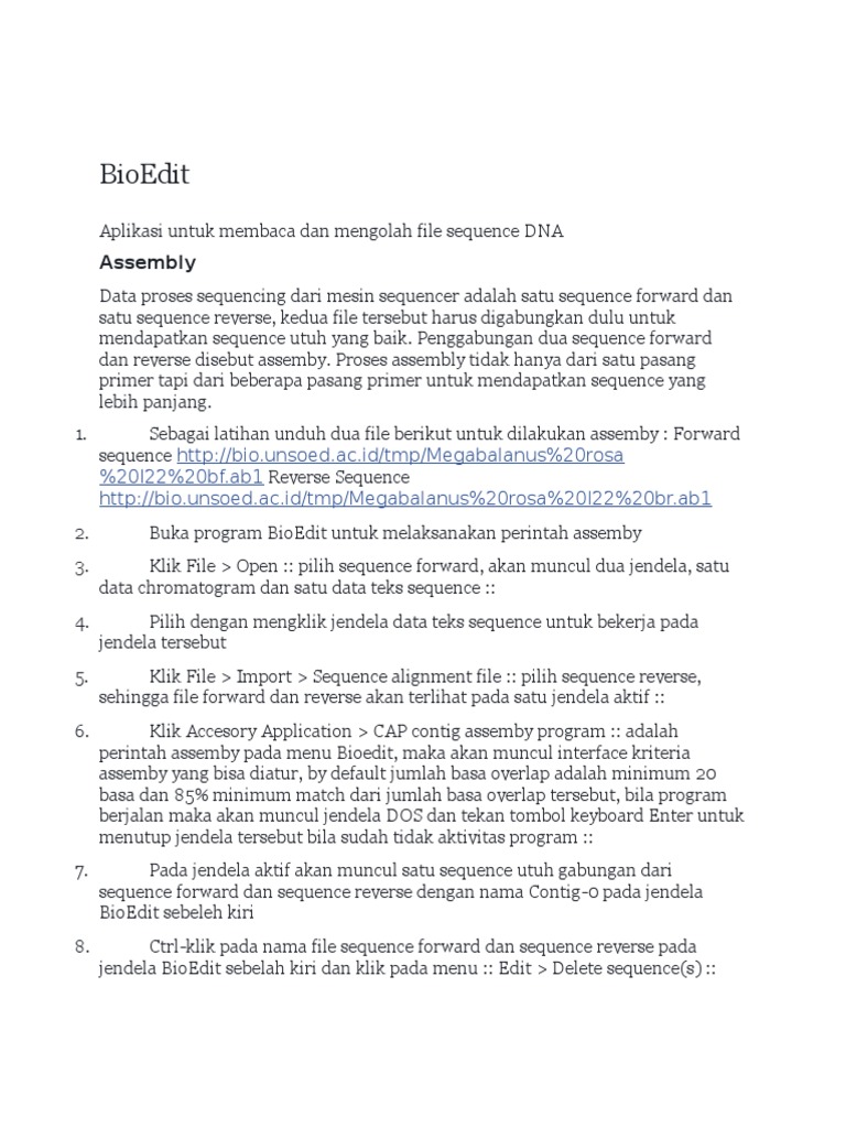 Panduan Penggunaan BioEdit untuk DNA | PDF | Komputer