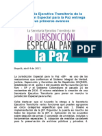 Boletin Rueda de Prensa Avances de La Secretaría Ejecutiva Transitoria de La Jurisdicción Especial para La Paz