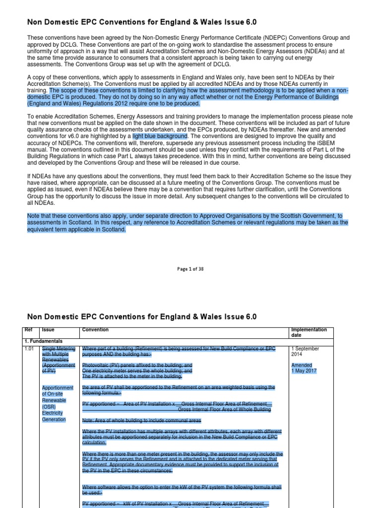 Non-Domestic EPC Conventions England & Wales | PDF | Hvac | Window