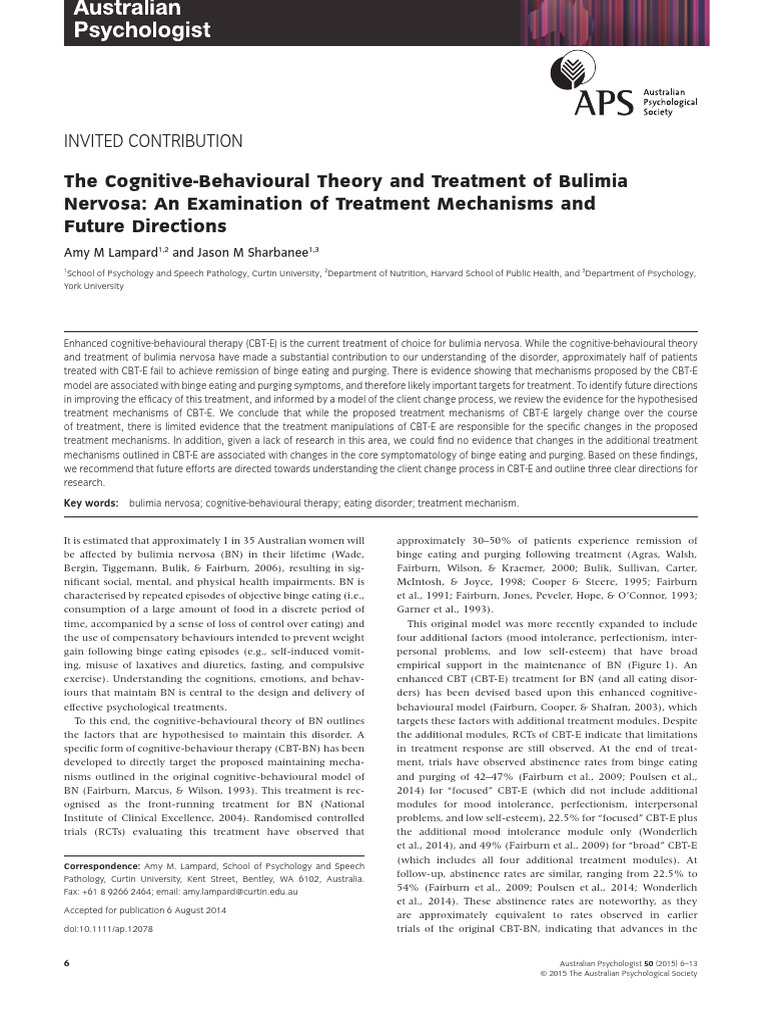 Trreatment | PDF | Cognitive Behavioral Therapy | Bulimia Nervosa