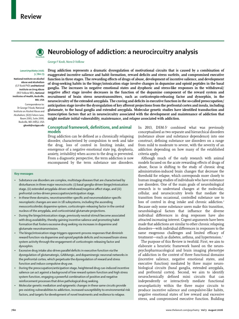 Neurobiology of Addiction Explained | PDF | Reward System | Dopamine
