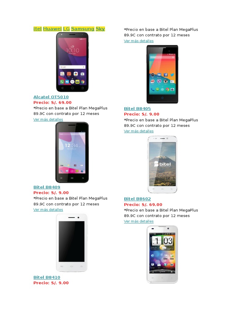 Catálogo de Celulares Bitel 2024 | PDF | Pantalla táctil | Android ...