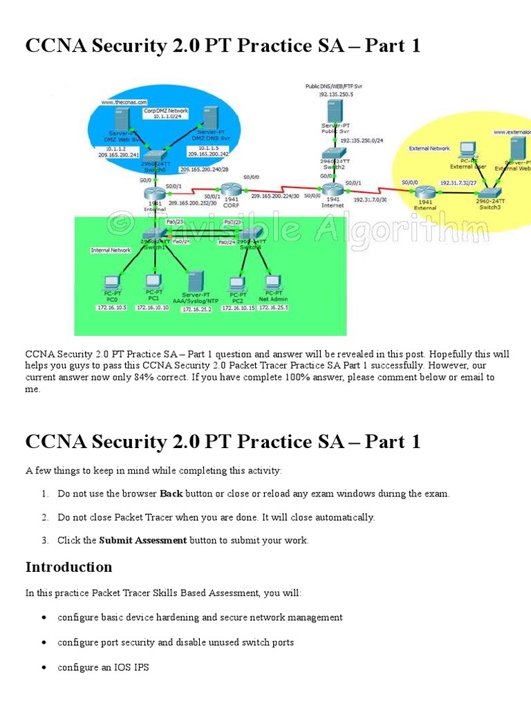 CCNA Security 2.0 PT Practice Guide | PDF | Radius | Firewall (Computing)